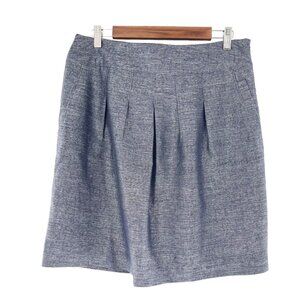 Ann Taylor‎ Linen Blend Navy A-Line Skirt Size 10 Pleated Old Money Academia